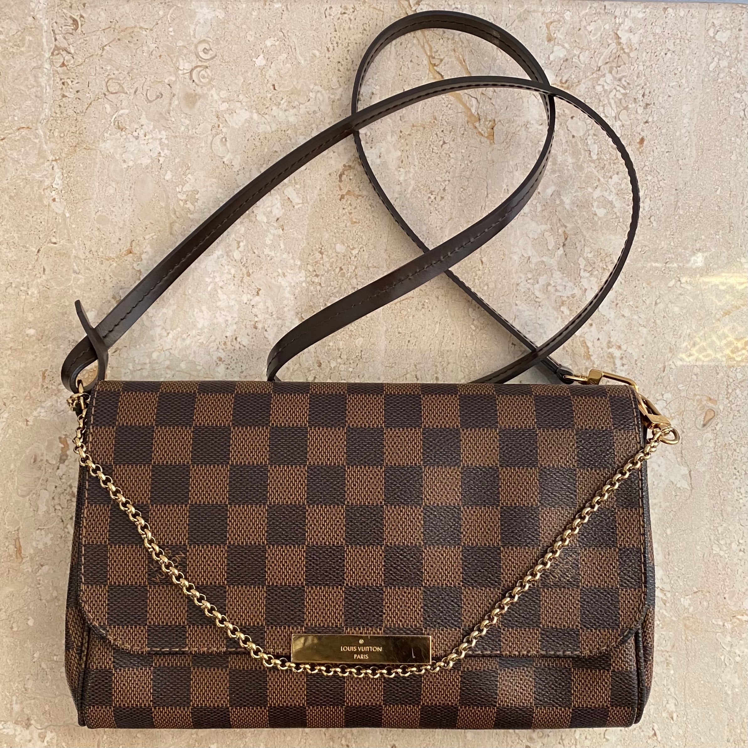 Authentic LOUIS VUITTON Damier Ebene Canvas Favorite MM Handbag 1 Valamode #24 Authentic LOUIS VUITTON Damier Ebene Canvas Favorite MM Handbag 1 Valamode